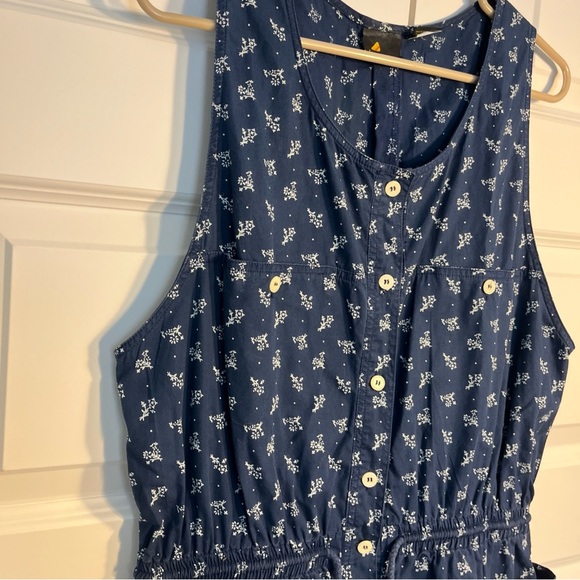 LIZSPORT 80'S Y2K One Piece Jumper Romper Shorts Size Medium Navy - Picture 3 of 6